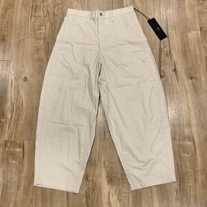 NEW‎ Anthropologie Edwin Clio Barrel Leg Utility Pants Womens SZ 29 Cream Cotton